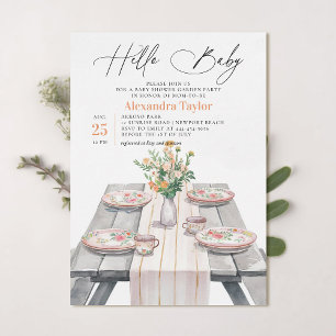 Sommar Garden Wildblommes Chic Neutralt Baby Showe Inbjudningar