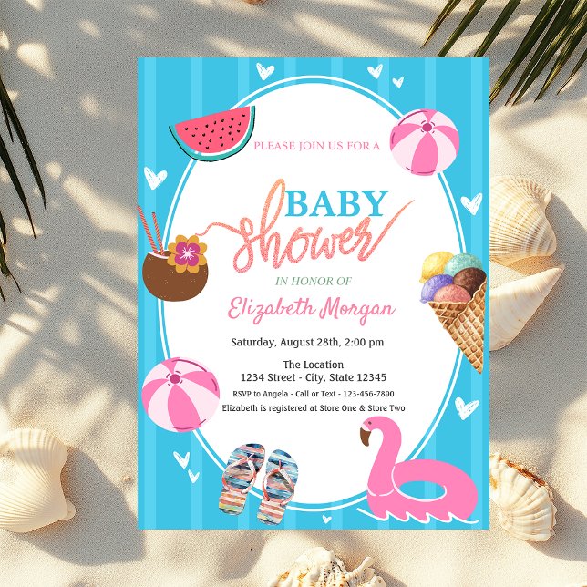 Sommar Glassvattenmelon Poolleksaker Baby Shower Inbjudningar (Skapare uppladdad)