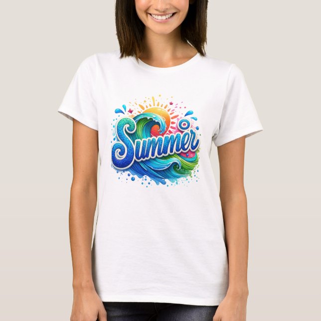 Sommar Glitter vågor Unisex T Shirt (Framsida)