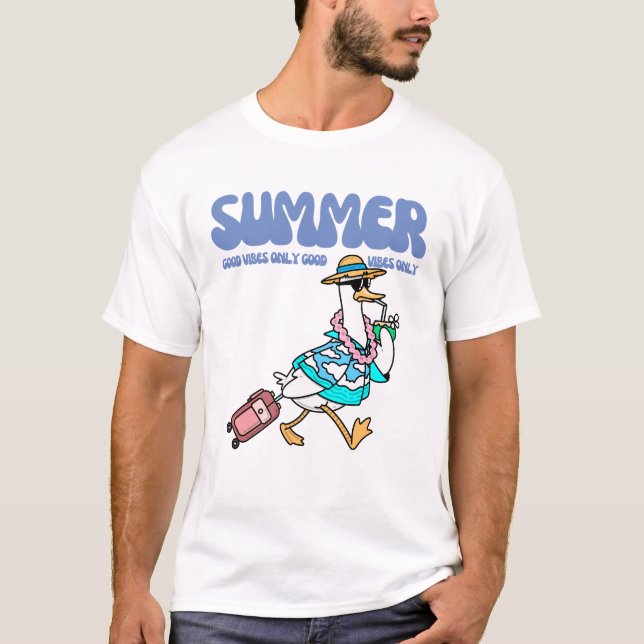 Sommar Goda Vibrationer Anka Semester Konst T Shirt (Framsida)