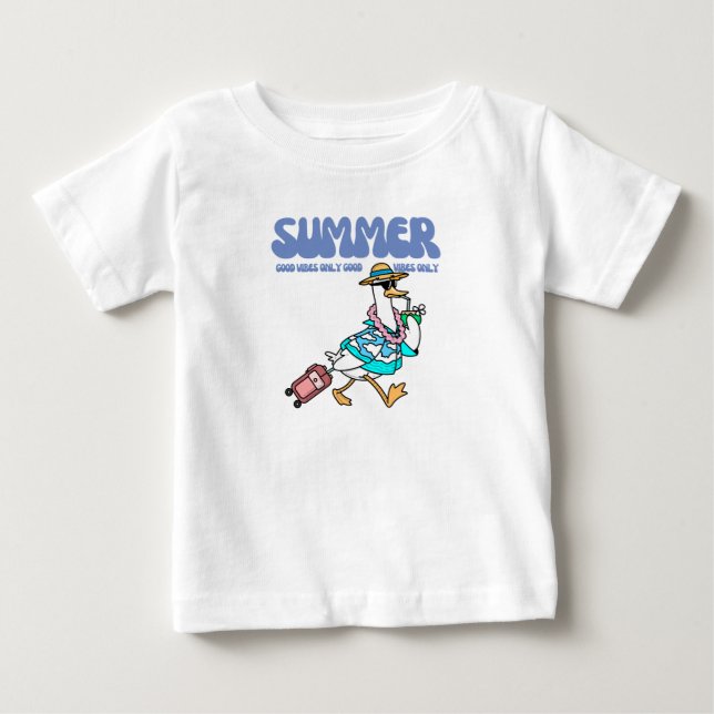 Sommar Goda Vibrationer Anka Semester Konst T Shirt (Framsida)