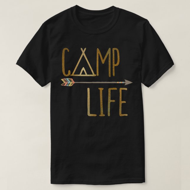 Sommar Gold Camp Life Camping T Shirt (Design framsida)