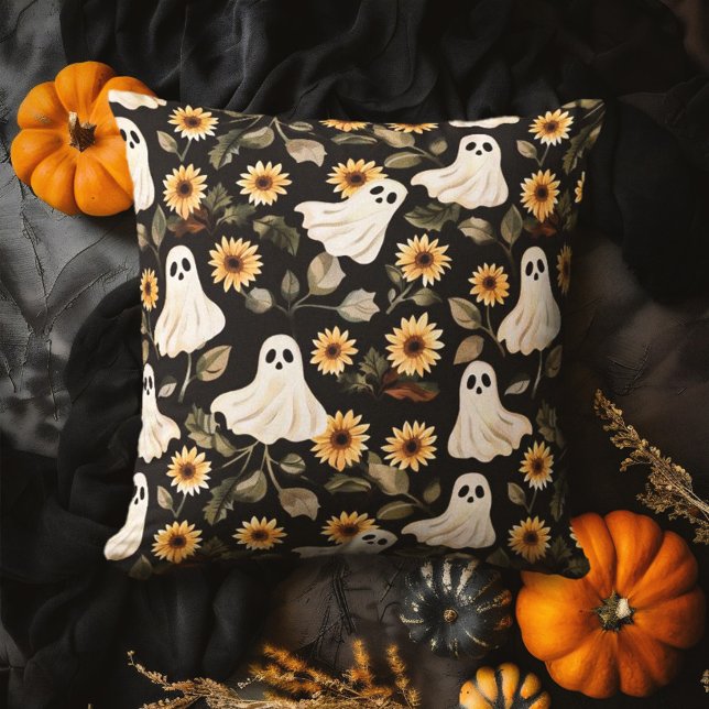 Sommar Goth Spöken och solblommor Spooky Kudde (Skapare uppladdad)