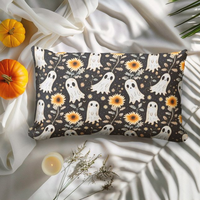 Sommar Goth Spöken och solblommor Spooky Lumbarkudde (Skapare uppladdad)
