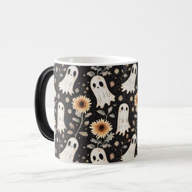 Sommar Goth Spöken och solblommor Spooky Magisk Mugg (Framsida vänster)