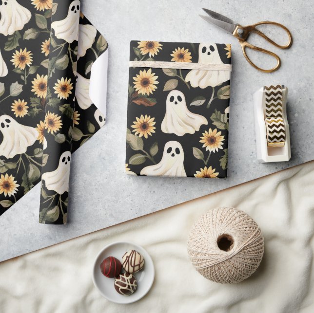 Sommar Goth Spöken och solblommor Spooky Presentpapper (Hantverk)