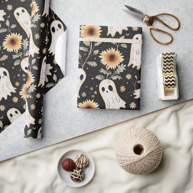 Sommar Goth Spöken och solblommor Spooky Presentpapper (Hantverk)