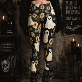 Sommar Goth Spöken & Solrosor Kuslig Blomma Leggings