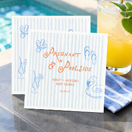 Sommar Gravid och Pool Baby Shower Pappersservett