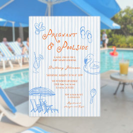 Sommar Gravid och Poolparty Bebis Shower Inbjudningar