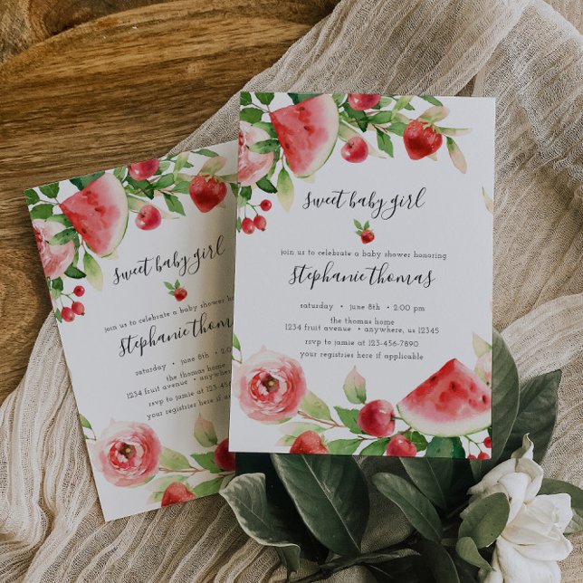 Sommar Greenery Fruit Baby Shower Inbjudningar (Skapare uppladdad)