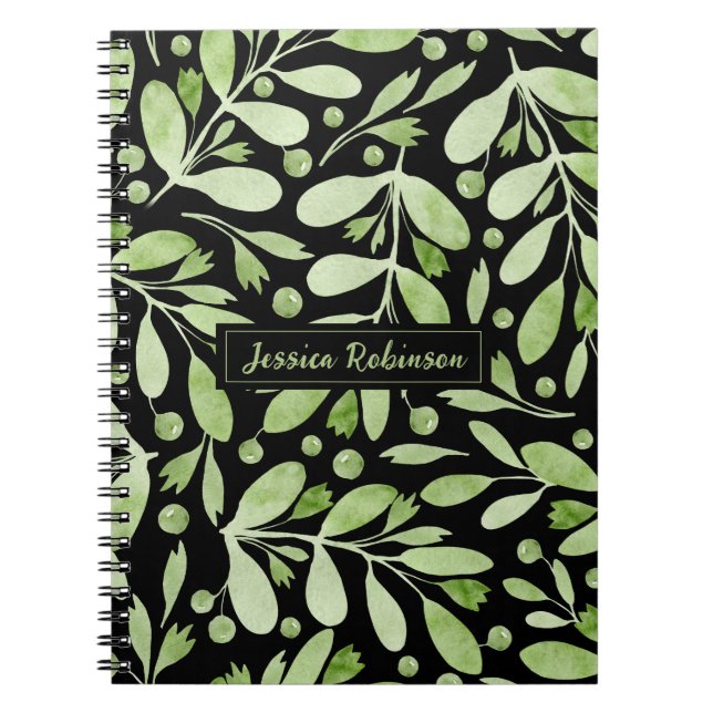 Sommar Greenery Personlig Black Spiral Anteckningsbok (Framsidan)