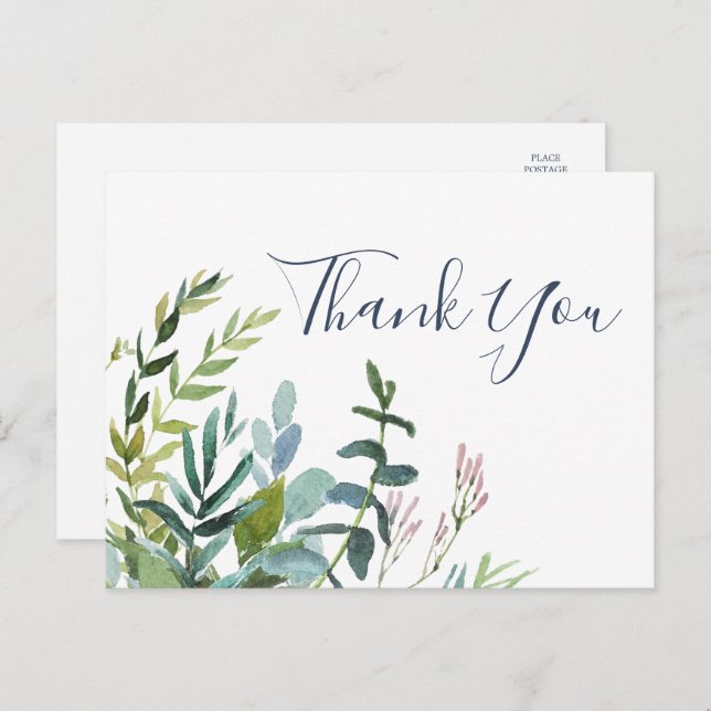 Sommar Greenery Tack Postcard Vykort (Fram/baksida)