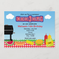 Sommar Grillfest BBQ Picknick Park Inbjudningar