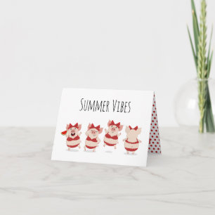 Sommar Grisar i Bikinis Blank Inside Card Anteckningskort