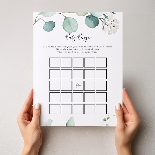 Sommar Grönt Eucalyptus Baby Bingo Shower Game (Skapare uppladdad)