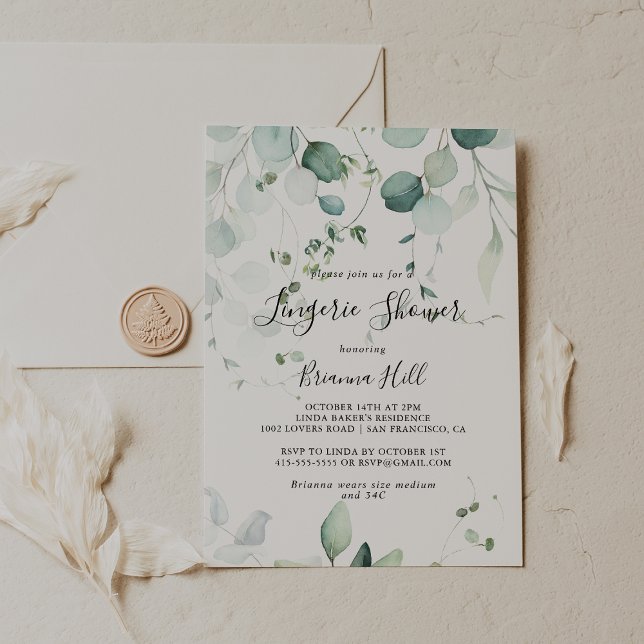 Sommar Grönt Eucalyptus Möhippa Lingerie Shower Inbjudningar (Skapare uppladdad)