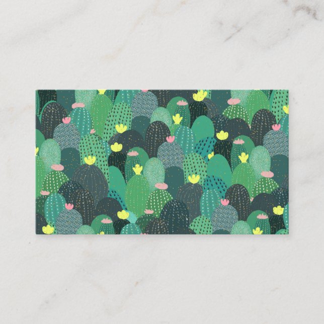 Sommar Grönt Teal Cactus Guld dots Cute Design Visitkort (Framsida)