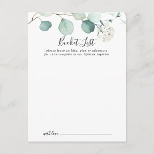 Sommar-Grönten Eucalyptus Bröllop Bucket List Card Vykort