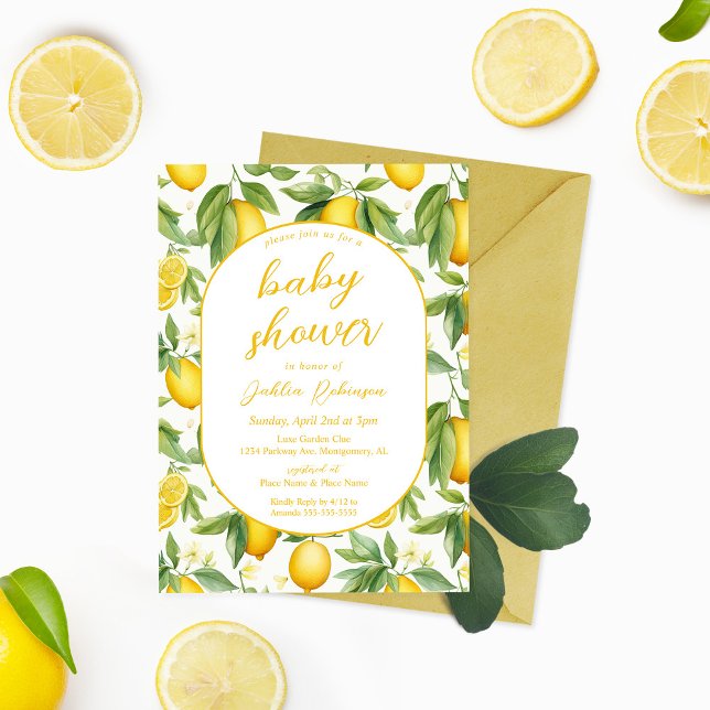 Sommar Gul Citron Baby Shower Inbjudningar (Skapare uppladdad)