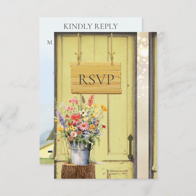 Sommar Gul Lada RSVP Bilaga Kort (Fram/baksida)