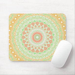 Sommar Gul och Grön Mandala Mönster Design Musmatta