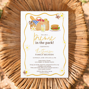 Sommar gul Picknick i parken familjesammankomst Inbjudningar