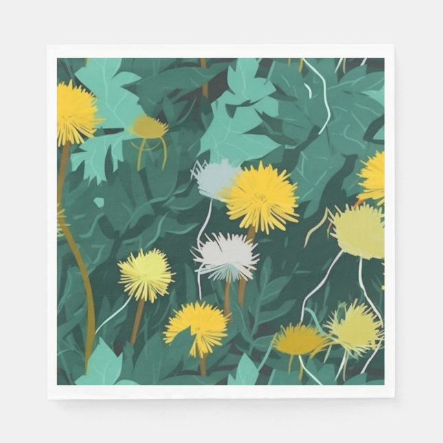 Sommar Gult Dandelions Pappersservett (Framsidan)