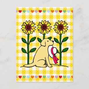 Sommar Gult Labrador med solblommor Vykort