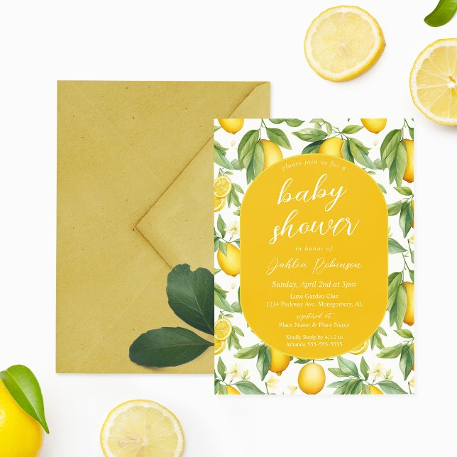 Sommar Gult Lemon Baby Shower Inbjudningar (Skapare uppladdad)