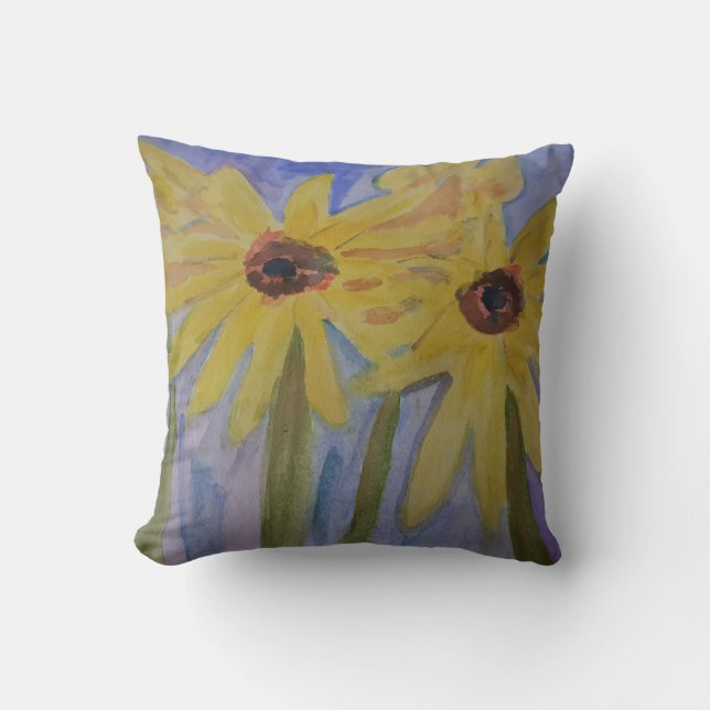 Sommar Gult Solblommor Throw Cushion Kudde (Framsida)