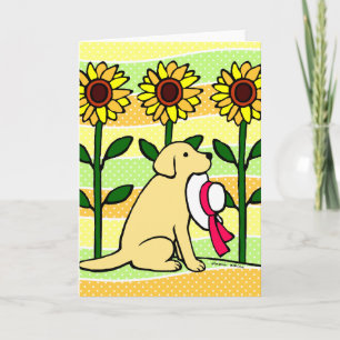 Sommar-Gulten Labrador med solblommor Kort