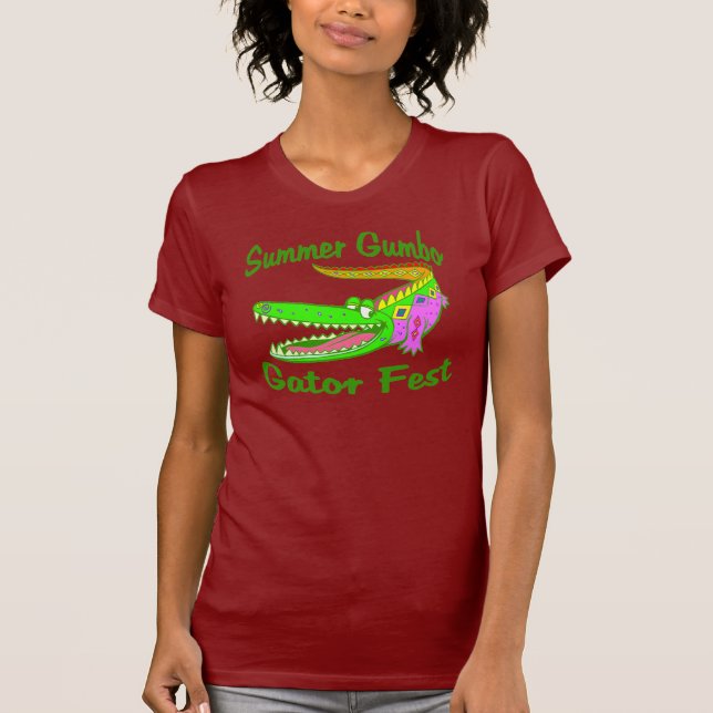 Sommar Gumbo Gator Fest T-shirt (Framsida)