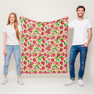 Sommar Hallon Trädgård Botaniskt Frukt Mönster Fleecefilt