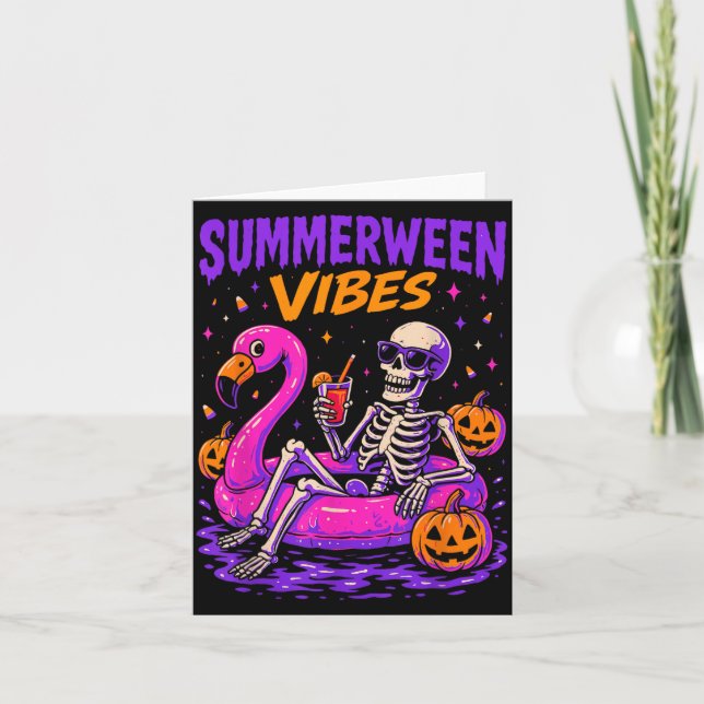 Sommar Halloween Skelett Kostym Kuslig Kort (Framsida)