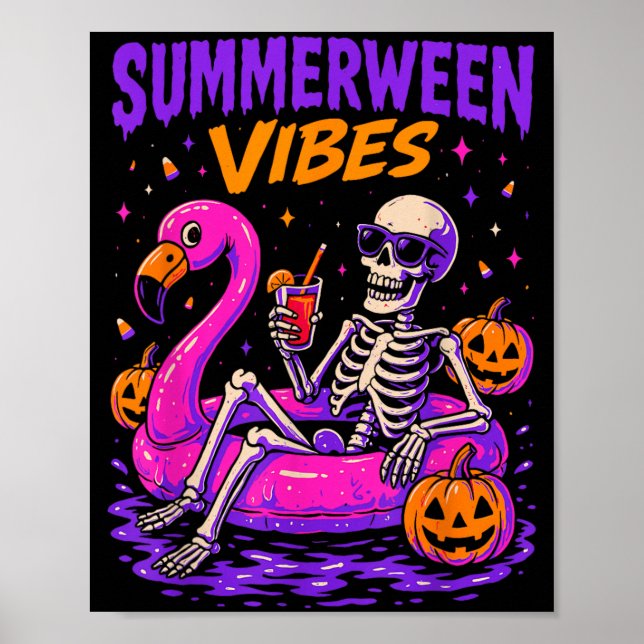 Sommar Halloween Skelett Kostym Kuslig Poster (Framsidan)