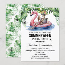 Sommar Halloween Tropical Skeleton Pool Party