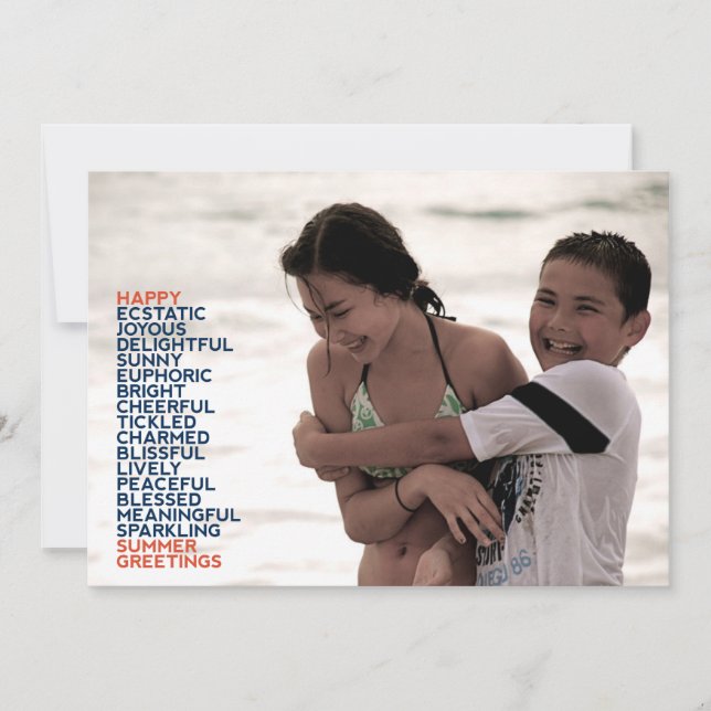 Sommar Hälsning Adjectives Flat Kort (Framsida)