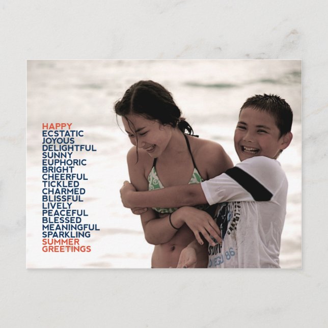 Sommar Hälsning Adjectives Vykort (Framsida)