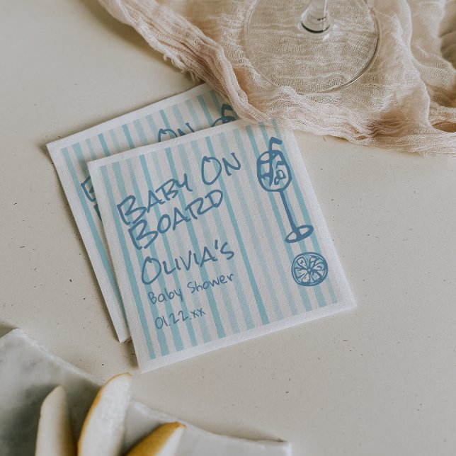 Sommar Hand plockade Blue Baby ombord på babyskor  Pappersservett (Skapare uppladdad)