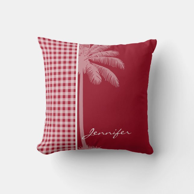 Sommar Handflatan; Carmine Red Gingham; Checkered Kudde (Framsida)