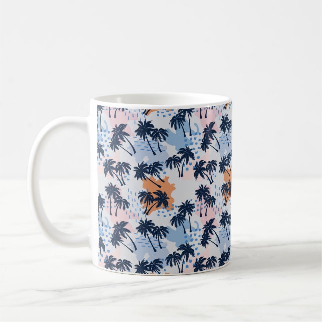 Sommar handflatan träd, sömlös mönster, kokokokosn kaffemugg (Vänster)