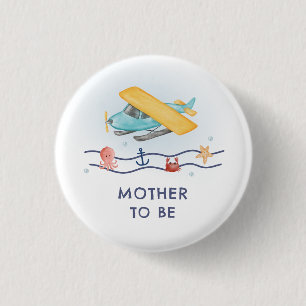 Sommar Hav Flygplan Blivande Mamma  Barnkalas Knapp