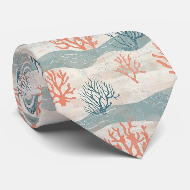 Sommar Hav Korall Orange Blå Strand Slips (Rullad)