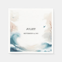 Sommar Hav Strand Blått Vatten Bröllopsdusch Pappersservett