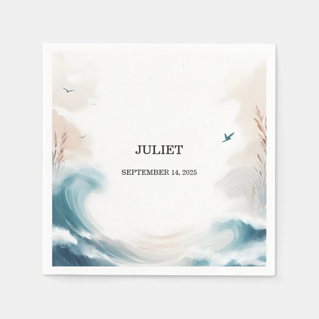 Sommar Hav Strand Blått Vatten Bröllopsshow Pappersservett (Framsidan)