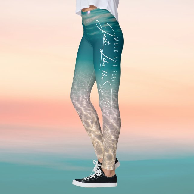 Sommar Hav Strand "Vild och Fri" Leggings (Skapare uppladdad)