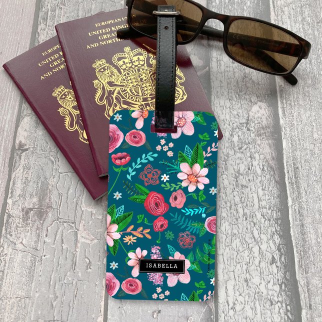 Sommar Helgdag | Blommor | Bagagetagg Bagagebricka (Summer Holiday | Flowers vacation | Luggage Tag)
