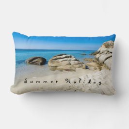 Sommar-Helgdag-vackert strandfoto med text Lumbarkudde