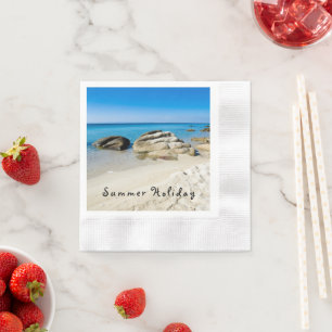 Sommar-Helgdag-vackert strandfoto med text Pappersservett